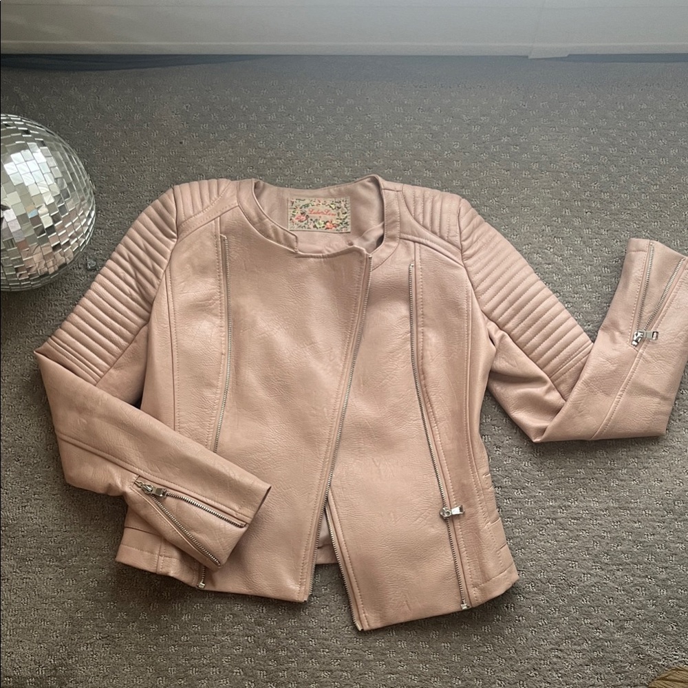 Elegant Pink Leather Jacket for Women